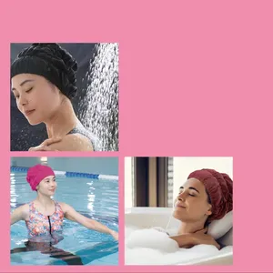 Adjustable Biodegradable Fabric <b>Shower</b> Cap Comfortable Flexibility Reusable Funny <b>Towel</b> for Kids and Women for Hotels - Product Image 2