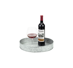 ถาดเสิร์ฟอาหารและเครื่องดื่มโลหะชุบสังกะสีสีเงินสำหรับเครื่องครัวในบ้านและงานแต่งงาน - Product Image 2