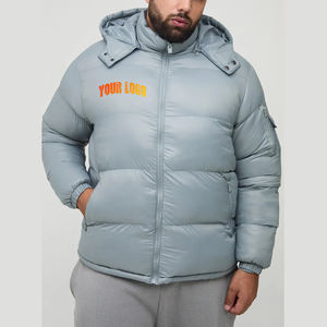 Veste matelassée légère à logo personnalisé pour hommes Veste matelassée à bulles d'hiver à col à capuche en plumes de canard de haute qualité pour hommes - Product Image 4
