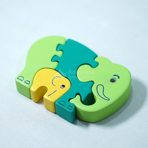 Casse-tête d'éléphant en bois 3D amusant et éducatif pour enfants et tout-petits - Product Image 4