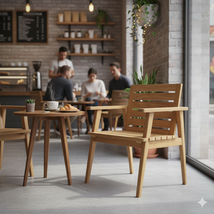 Silla de Comedor Moderna de Madera de Teca Sólida, Ecológica, con Acabado Natural para Uso en Exteriores, Ideal para Villas - Product Image 2