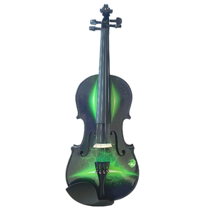 ไวโอลินสีเขียวมรกตมันวาวขอบสีดำตกแต่งด้วยโทนสองสีที่สวยงามเครื่องดนตรีที่ดูเท่และมีชีวิตชีวาในราคาขายส่ง - Product Image 2