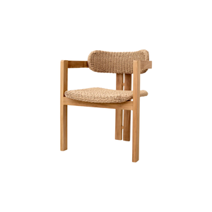 Silla de Comedor Moderna de Cuerda de Teca con Respaldo Curvo, Asiento de Patio Tejido a Mano Ecológico para Apartamento y Villa - Product Image 4