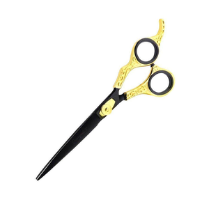 Tijeras de peluquería con mango elegante, hoja afilada recubierta de acero metálico negro con reposapiés fijo - Product Image 3