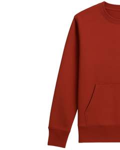 Sweat-shirt en molleton rouge rouille pour homme, col rond, poche, pull à manches longues, décontracté, en coton doux, chaud pour l'hiver, conception personnalisée OEM - Product Image 4