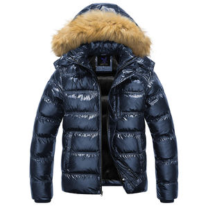 Abrigo Safari de invierno informal personalizado para hombre al por mayor con capucha de plumón de pato de ganso piel gruesa logotipo frontal impermeable - Product Image 2