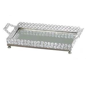 Rectangular <b>Crystal</b> <b>Mirrored</b> Cosmetic Tray for Decorative Jewelry Organization and Display - Product Image 2