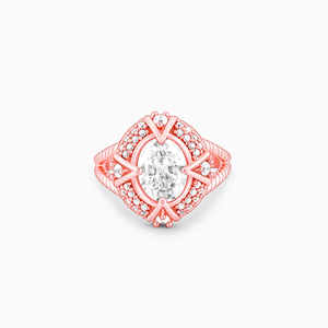 Romántico moda Charmante anillo de compromiso oro rosa chapado en oro aleación moda tamaño 8 princesa corte diamante forma geométrica incrustaciones - Product Image 1