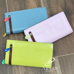 Cartera de mano multifuncional con cremallera a la moda, cartera larga de cuero multicolor, monedero de cuero reciclado, cartera plegable para mujer - Product Image 1