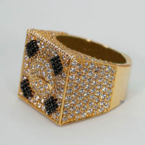 แหวนฮิปฮอปออกทำจากเพชรสีดำและสีขาวสว่างสดใสมีดีไซน์ที่เป็นเอกลักษณ์925จากดีไซเนอร์ - Product Image 2