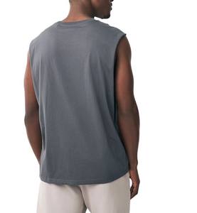 Camiseta sin mangas de secado rápido para hombre, cómoda camiseta elástica de algodón/poliéster para uso durante todo el día, cuello redondo sin mangas - Product Image 4