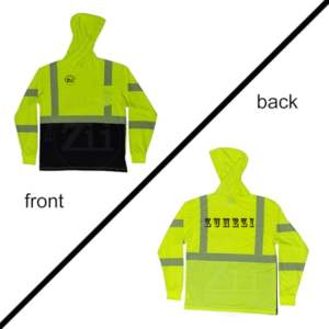 Hi Vis Yellow Black Work Hoodie Worker Reflective Fluorescente Safety Class 3 Reflective Thermal Hoodie con bolsillos en el pecho - Product Image 6