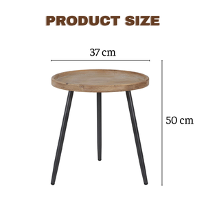 Mesa de centro minimalista redonda de madera maciza y metal, mesa de centro multifuncional para sala de estar y mesa auxiliar de dormitorio - Product Image 5