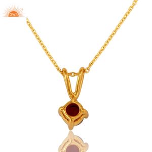 ใหม่ทำด้วยมือ18พันทองชุบเงินสเตอร์ลิงเครื่องประดับโกเมนพลอยจี้สร้อยคอเครื่องประดับผู้ผลิต - Product Image 4