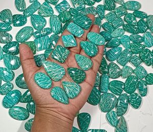 100% cabujones de amazonita azul Natural, piedras preciosas de amazonita verde de alta calidad para la fabricación de joyas, suministro de lote de peras hechas a mano - Product Image 1