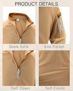 Sweat-shirt tactique zippé pour hommes chaud polaire col montant poches zippées automne hiver pullover décontracté d'extérieur hauts - Product Image 3