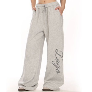 Pantalon de jogging en strass scintillant personnalisé avec poche Pantalon de survêtement décontracté unisexe Pantalon de survêtement surdimensionné à taille élastique à jambes larges - Product Image 1