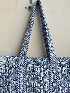 Bolso grande de algodón estampado a mano, bolso floral reversible, ecológico, uso diario, compras, estilo Jhola, bolso de mujer estampado acolchado - Product Image 6