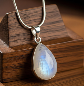 Colgantes y dijes de moda de 18K de estilo bohemio de Plata de Ley 925, colgante de piedras de cristal curativas de piedra lunar azul de calidad Natural - Product Image 4