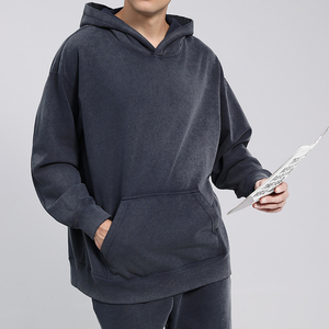 Streetwear personnalisé en gros sweat à capuche vierge en éponge française délavée vintage de 400gsm pour hommes - Product Image 1