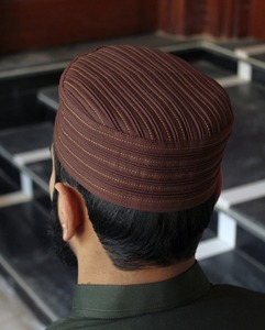 Elegant Islamic Men's Skull Cap Precision Stitched Lines Waterproof Adjustable for Daily Spiritual Use Outdoor Casual Sports - Product Image 2