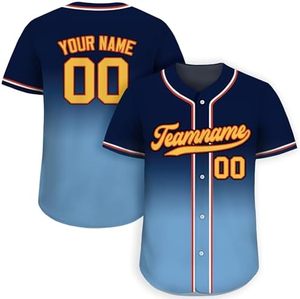 Maillot de baseball boutonné personnalisable pour hommes femmes jeunes design dégradé avec numéro de nom d'équipe vêtements de sport respirants - Product Image 3