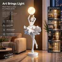 Lampe sur pied en forme de sculpture d'art, figurine humaine en résine peinte, lumière LED USB tactile, cadeau de décoration d'intérieur de luxe