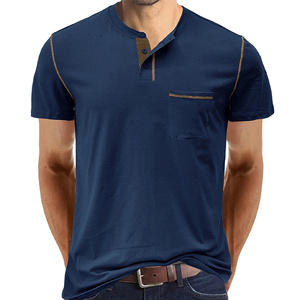 Jersey Knit Henley Camiseta con mangas cortas que ofrece elasticidad y durabilidad - Product Image 1