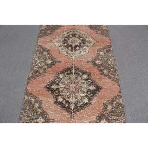 Alfombra Vintage, Alfombra de Pasillo de 3.2x12.1 pies, Alfombra de Lana Marrón Rojiza - Product Image 5