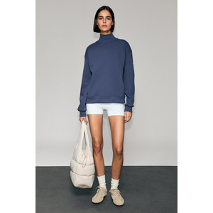 Urban Beat XENYA Women's Fleece Lined Soft <b>Turtleneck</b> Neck Print Detail Pocket Regular Sweatshirt - Product Image 1