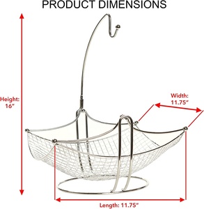 Panier à fruits avec porte-banane détachable panier de rangement chromé de qualité supérieure avec porte-banane métallique - Product Image 2