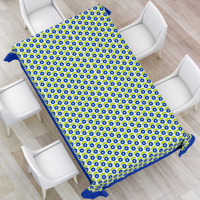 Nappe en coton premium imprimée géométrique moderne carrée personnalisable lavable, motif tissé vibrant pour tables à manger et cuisine