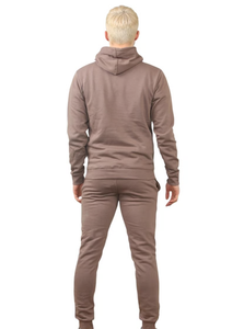 Survêtement de haute qualité pour hommes, 100% coton, poids moyen, respirant, séchage rapide, logo personnalisé, tendance, sweat-shirts et pantalons de jogging marron par Ako - Product Image 4