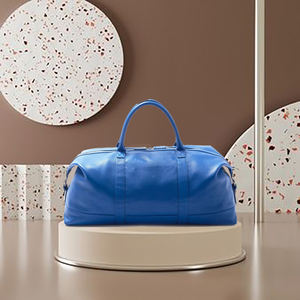 Bolsa de lona marrón de cuero genuino con cierre de cremallera - Product Image 6