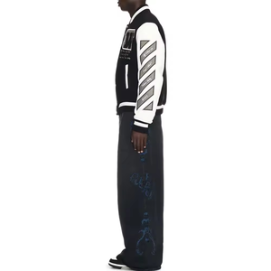 Chaqueta de cuero universitaria para hombre personalizada al por mayor, chaqueta de invierno de béisbol universitario, chaquetas de hombre con estampado de letras bordadas completas - Product Image 4