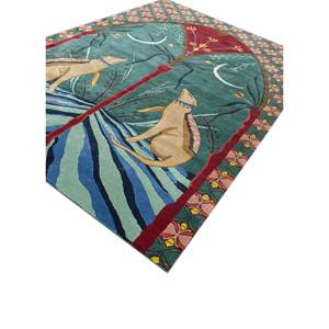 Bodhi Green <b>Hand</b> <b>Tufted</b> Wool & Viscose <b>Rug</b> Top-333 Novelty Pattern for Home Use - Product Image 2