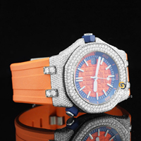 Reloj Analógico de Lujo para Hombre, Diseño Personalizado, Hecho a Mano, de Acero Inoxidable, con Diamantes Brillantes y Moissanita, Correa de Caucho