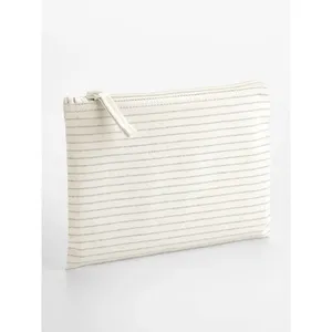 Pochette de toilette rayée en coton biologique, pochette écologique pour gadgets - Product Image 3