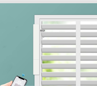 Volets en PVC et en bois motorisés à commande intelligente par application pour fenêtres intérieures |   Abri de jardin avec volets en bois intérieurs