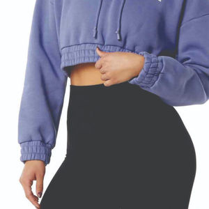 <b>Women's</b> Half Zip Crop <b>Hoodie</b> Cotton Korean Drop Shoulder Style Oversized Cropped Fit <b>for</b> Autumn - Product Image 2