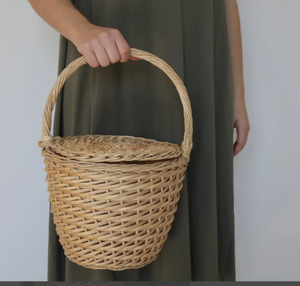 Medium, Market <b>Bag</b>, Round <b>Wicker</b> Basket, Panier Rond, - Product Image 1
