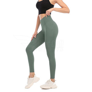 Mallas de mujer de calidad superior más vendidas Color sólido personalizado con cierre de cintura elástica - Product Image 6