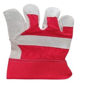 Guantes de aparejo de cuero dividido de doble palma Guantes de seguridad de trabajo industriales rojos Forro de algodón Anti-Corte Anti-impacto Propósito general - Product Image 3