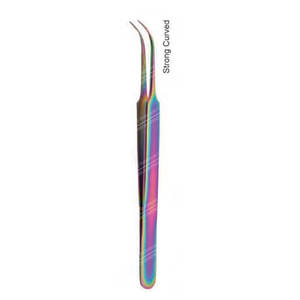 Pince à épiler en acier inoxydable à forte courbure enduite de plasma multicolore Outils d'extension de cheveux - Product Image 2