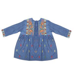 Kurti en jean brodé pour filles - Bleu - Product Image 3