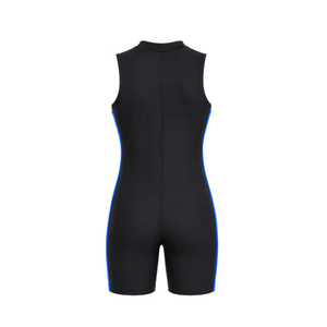 Traje de baño deportivo de una pieza sin mangas para mujer, con cremallera frontal, talla grande, pantalones cortos, bloques de color, protección UV - Product Image 4
