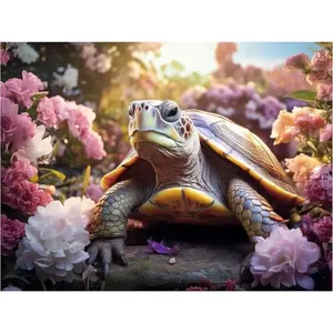 เต่าในสวนกับการ์เด้นติดผนังภาพจิตรกรรมฝาผนังห้องครัวห้องน้ำศิลปะการเล่นกระเบื้องเซรามิกภาพจิตรกรรมฝาผนัง - Product Image 1