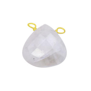 Charme en pierre de lune enveloppé de fil, cœur facetté, pierre de lune blanche, charmes en fil, cœur en pierre précieuse de 12 mm pour la fabrication de bijoux - Product Image 2