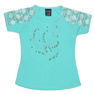 เสื้อยืดแฟนซีแขนสั้นสำหรับเด็กผู้หญิง - สีฟ้า - Product Image 1
