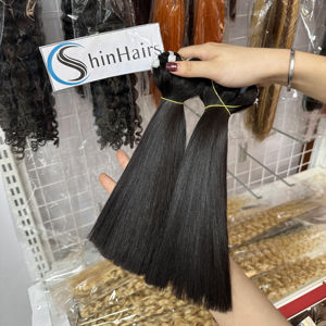 2024 tendance chaude cuticule brute alignée paquets de cheveux humains vierges os noir droit vietnamien Double dessiné pour les têtes d'entraînement - Product Image 1